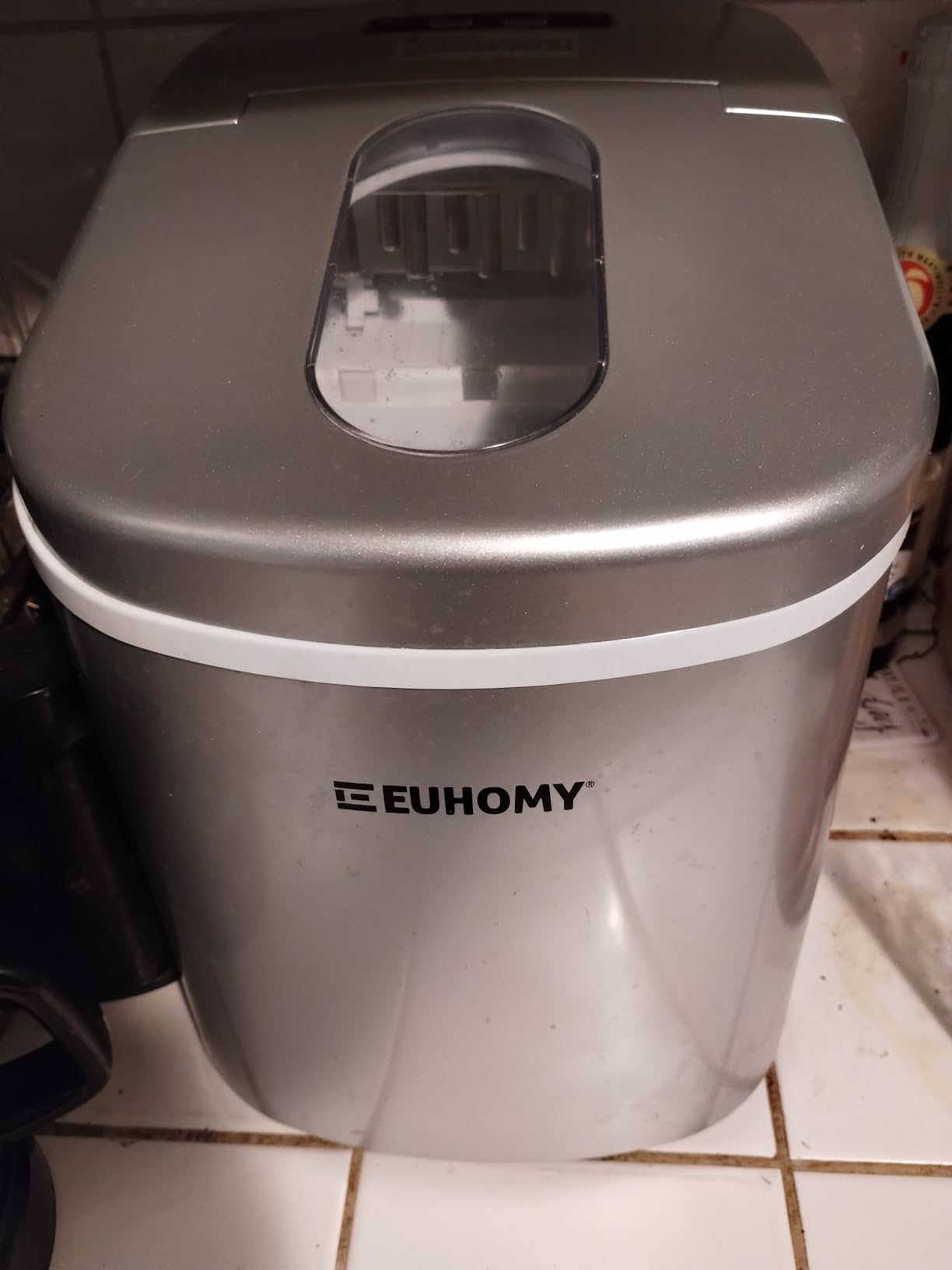 Euhomy Countertop Nugget Ice Maker, 35lbs Daily Sonic Crushed Ice Machine | Ice Ready in 5 Mins, Dual-Pump Self-Cleaning, Detachable Lid, Pebble Ice Maker with Basket, Scoop, 4 Packs Cleaner, Grey customer photo 2