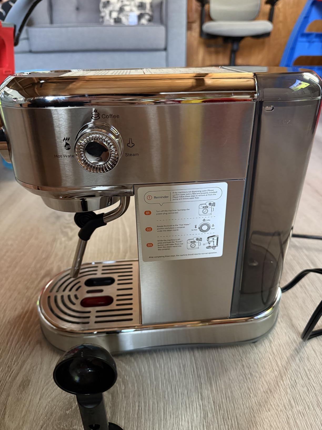 Espresso Machine 20 Bar, Compact Espresso Coffee Machine with Milk Frother, Stainless Steel Coffee Maker with 34oz Removable Water Tank, Cappuccino Machine for Home, Office, Latte (Silver) customer photo 1