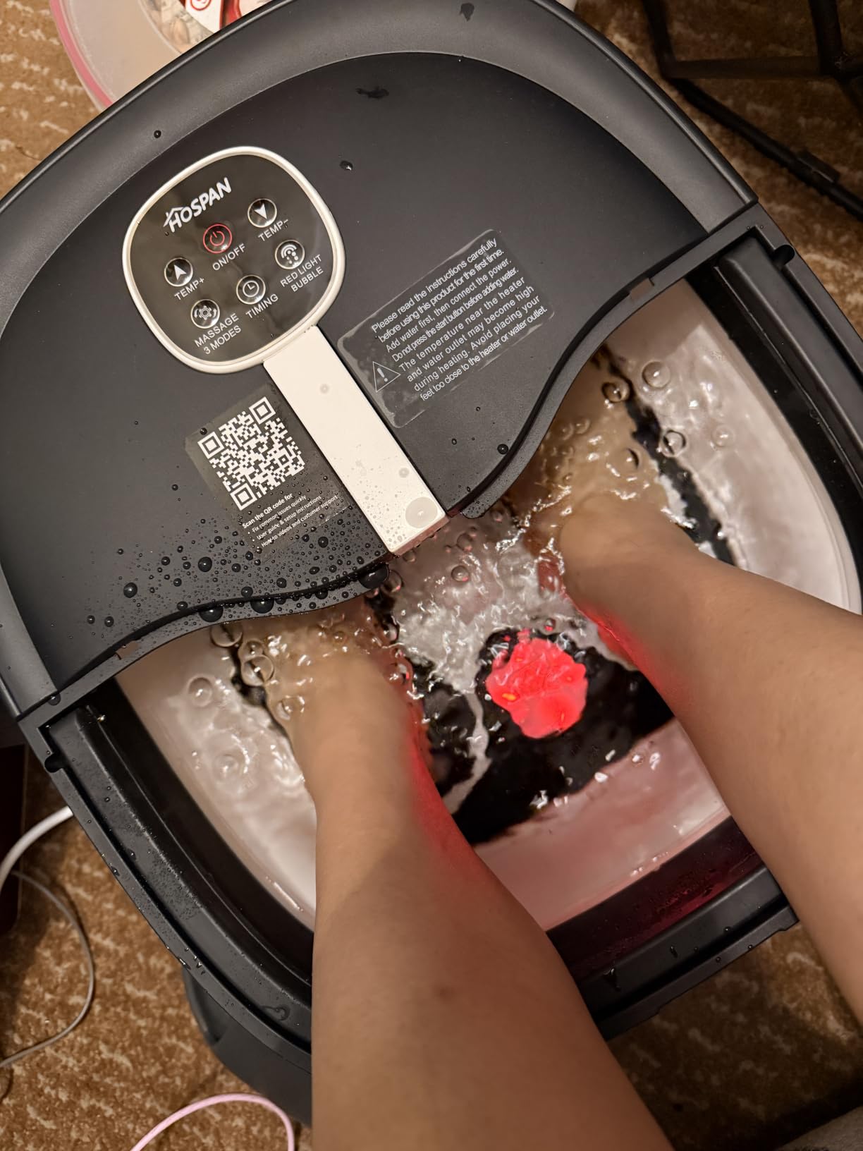 Collapsible Foot Spa Electric Rotary Massage with Heat, Bubble, Remote | 24 Motorized Shiatsu Massage Balls, 95°F-118°F Adjustable Heat, Handle, Collapsible Design, Foot Bath for Foot Stress Relief customer photo 1
