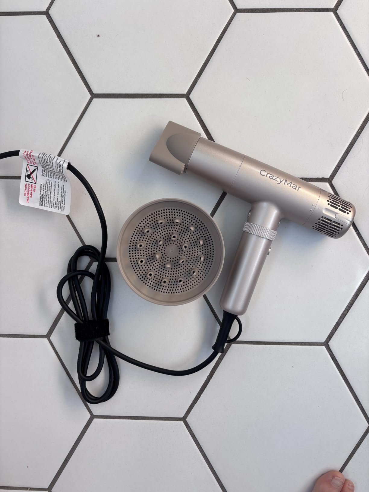 CrazyMar Ionic Hair Dryer with Diffuser, 8X Fast Drying Salon Blow Dryer | 16 Temp Settings, LED Display, Portable, for Home and Salon customer photo 1