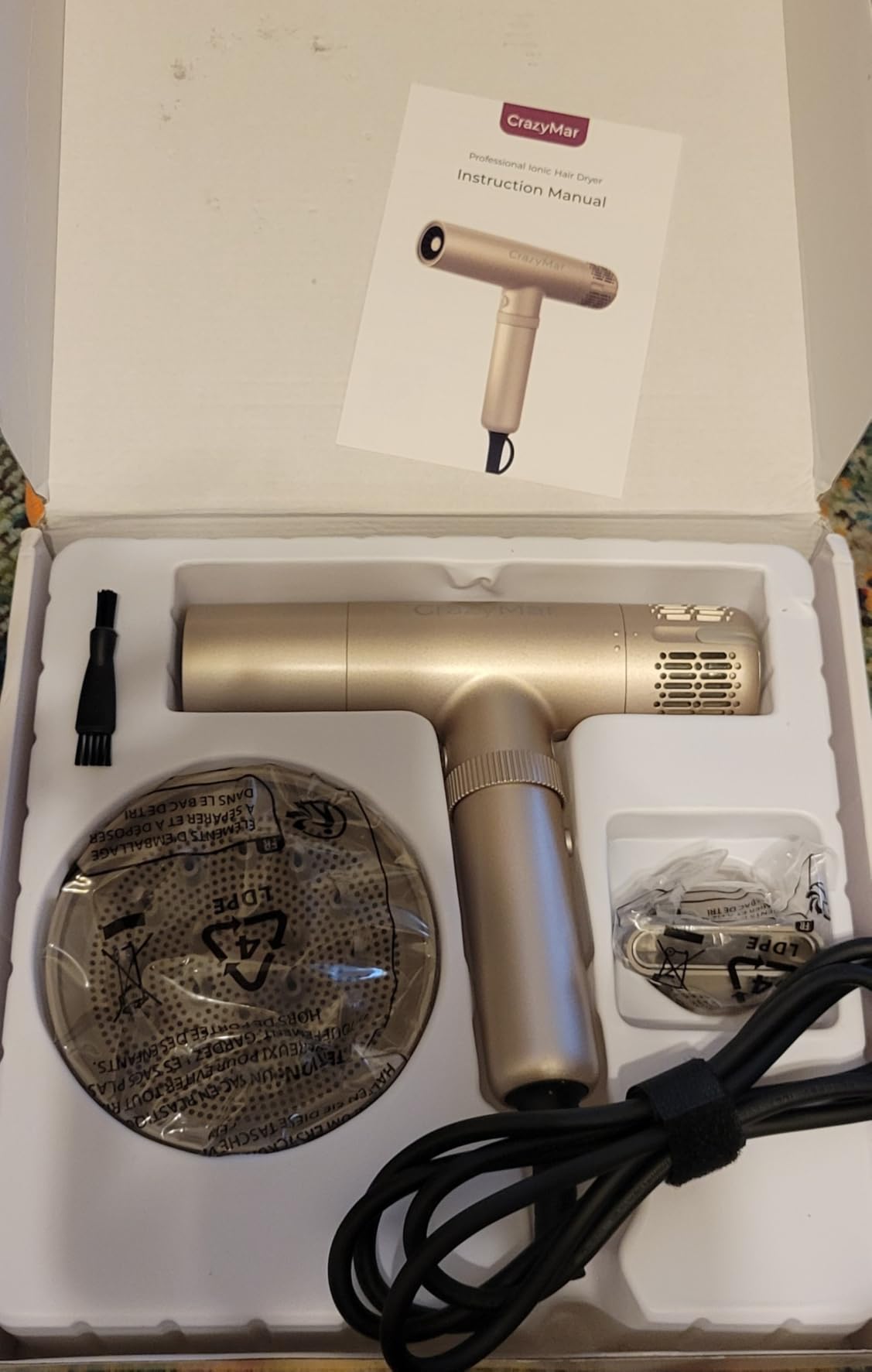 CrazyMar Ionic Hair Dryer with Diffuser, 8X Fast Drying Salon Blow Dryer | 16 Temp Settings, LED Display, Portable, for Home and Salon customer photo 2