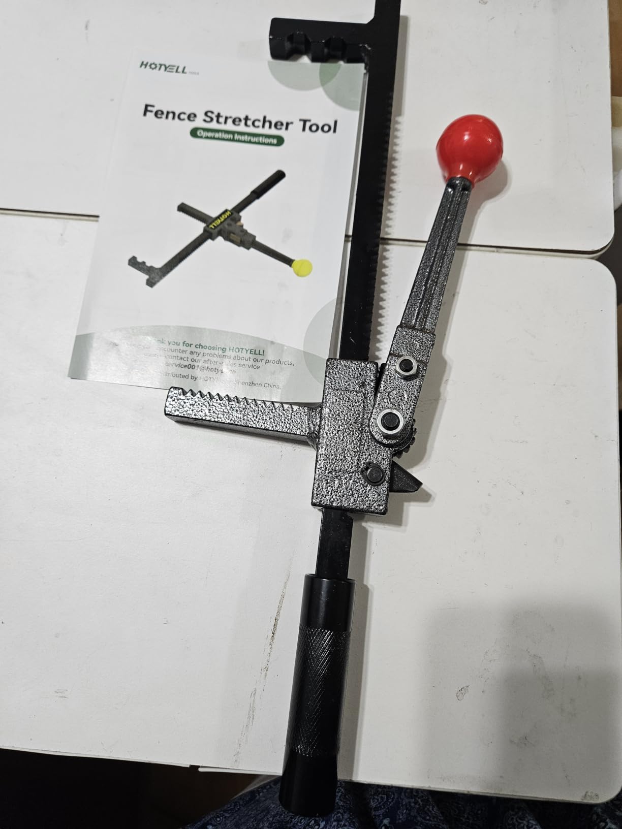 Chain Link Fence Stretcher, Wire Tensioner for Repair & Install | Extended Serrated Base & Dual-Groove Hook, Heavy Duty Ratchet Fence Puller Tightener, One-Person Use for Woven & Barbed Wire customer photo 2
