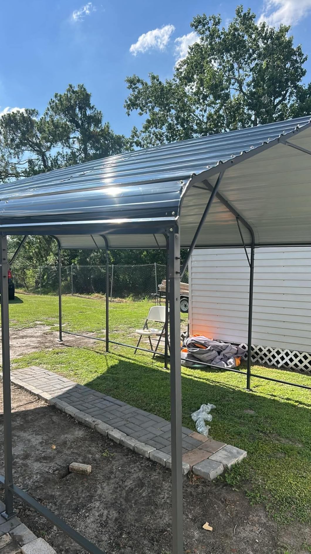 AirWire 20x30 FT Metal Carport Canopy with Reinforced Base | Heavy Duty Car port, Outdoor Galvanized Steel Garage Shelter for 2 Cars, Boat and Truck customer photo 1