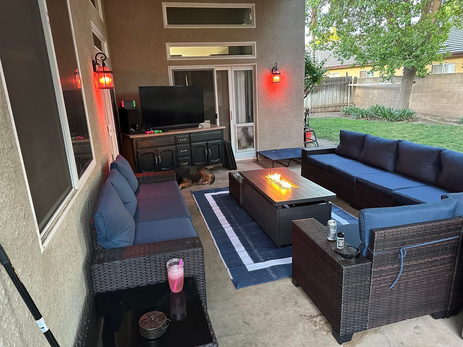 51 Inch Outdoor Propane Fire Pit Table, 50000BTU 4-in-1 FirePit Table | Steel Tabletop & Sliding Tank Holder, Adjustable Flame, Blue Glass Stones for Patio, Backyard, Outdoor Gatherings customer photo 2