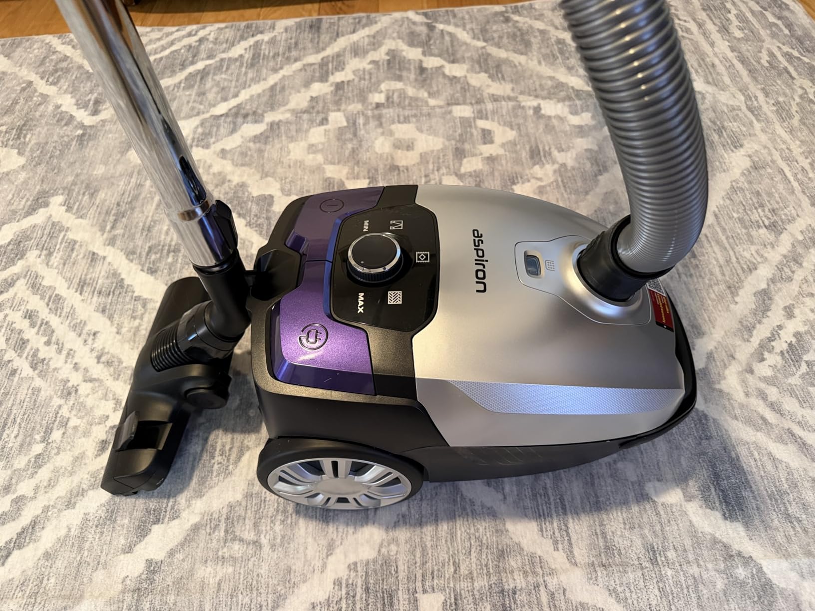 Aspiron Canister Vacuum, 1600W/40Kpa Canister Bagged Vacuum, 4QT Dust Bag, H13 HEPA Filter, 5 Tools, Pet-Friendly, Variable Power Control, for Carpets, Hardwood Floors, Stairs, Pet Hair, Household, Car customer photo 1