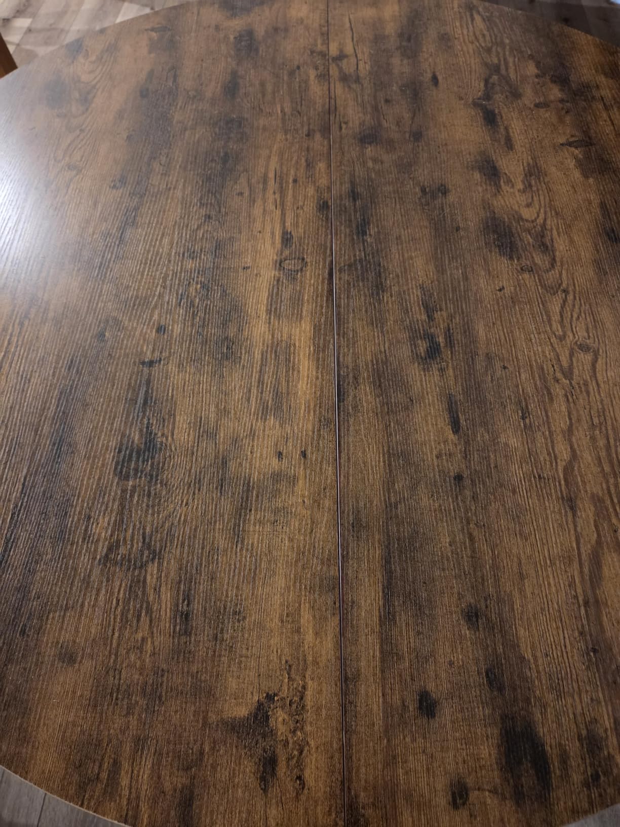 Jocoevol Round Dining Table for 4, Kitchen Dining Room Circle Dinner Pedestal Table, Space Saving Wood Kitchen & Dining Room Furniture (Vintage, 46In) customer photo 2