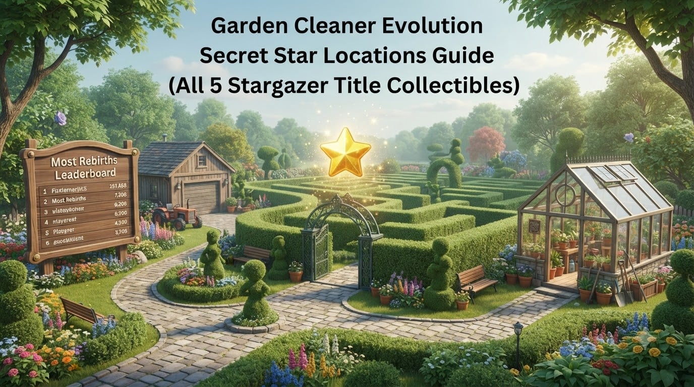 Garden Cleaner Evolution Secret Star Locations Guide (All 5 Stargazer Title Collectibles)