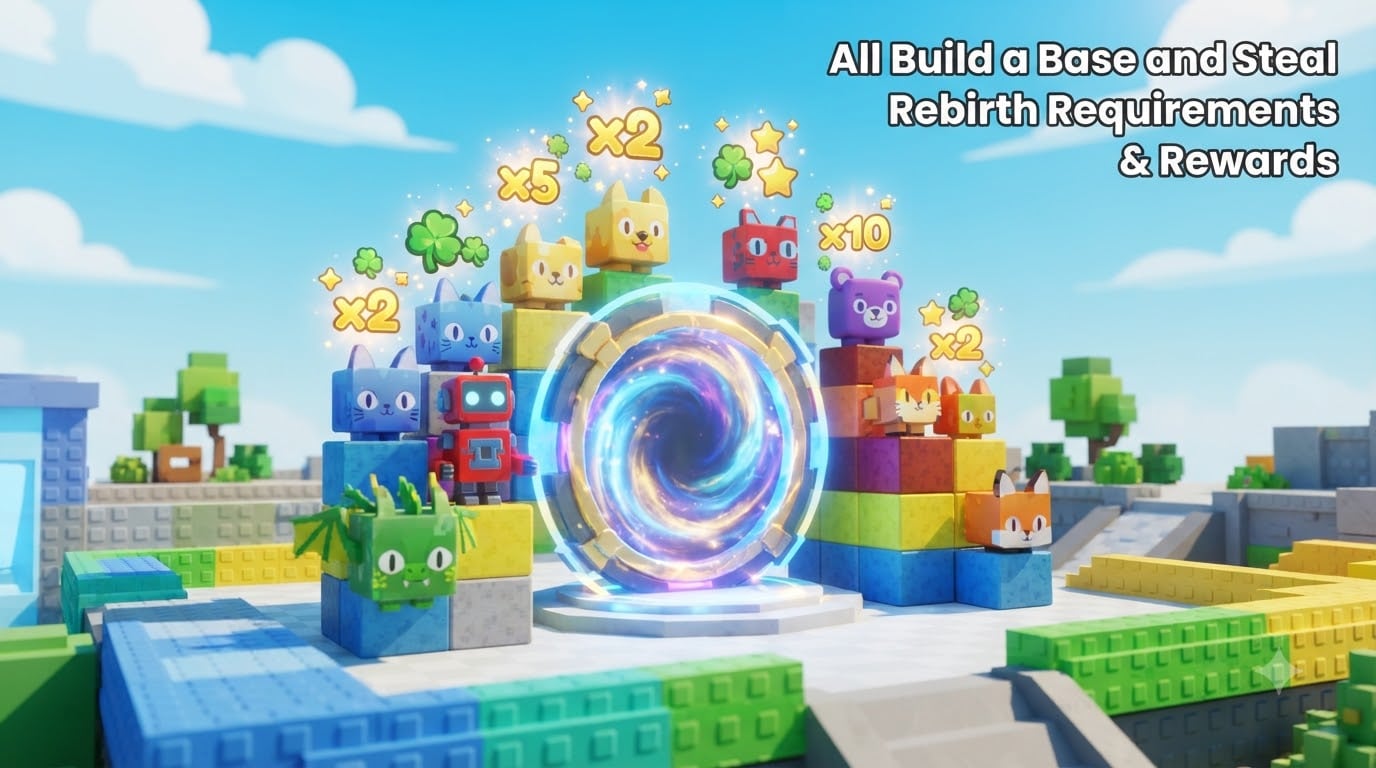 All Build a Base and Steal Rebirth Requirements & Rewards