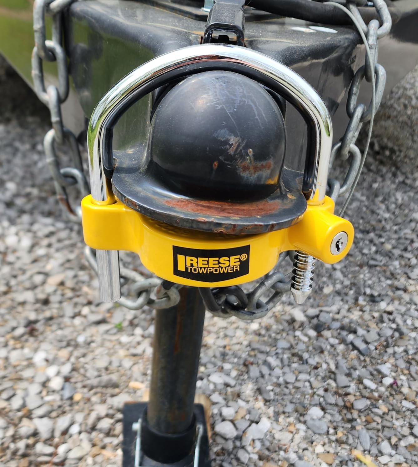 REESE Towpower 72783 Coupler Lock, Adjustable Storage Security, Heavy-Duty Steel, Yellow and Chrome ( Universal Fit) customer photo 1