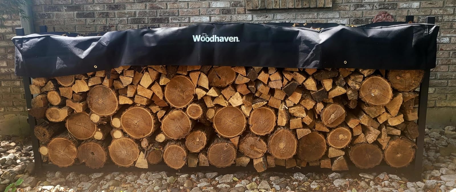 Woodhaven 8-Foot Raised Firewood Rack w/Cover, 1/2 Cord | Made in USA customer photo 2
