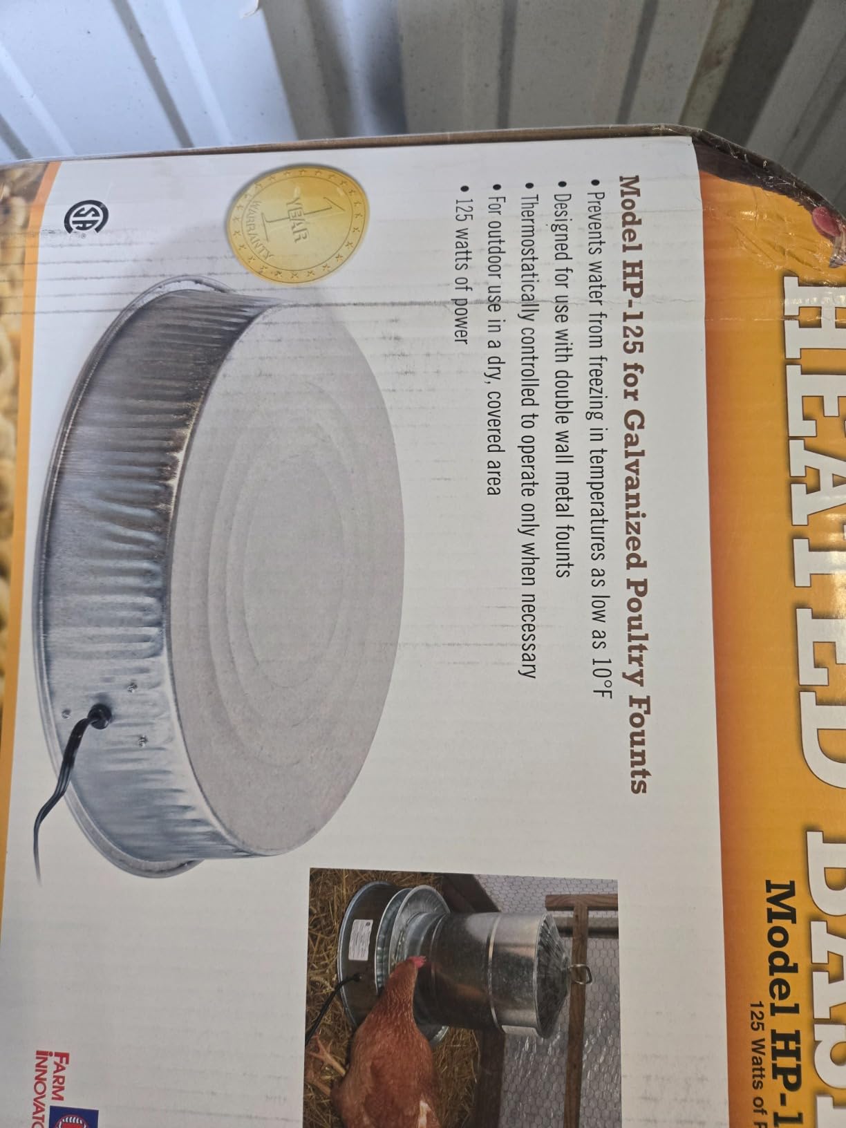 Farm Innovators HP-125 Heated Base for Metal Poultry Founts, 125W customer photo 2