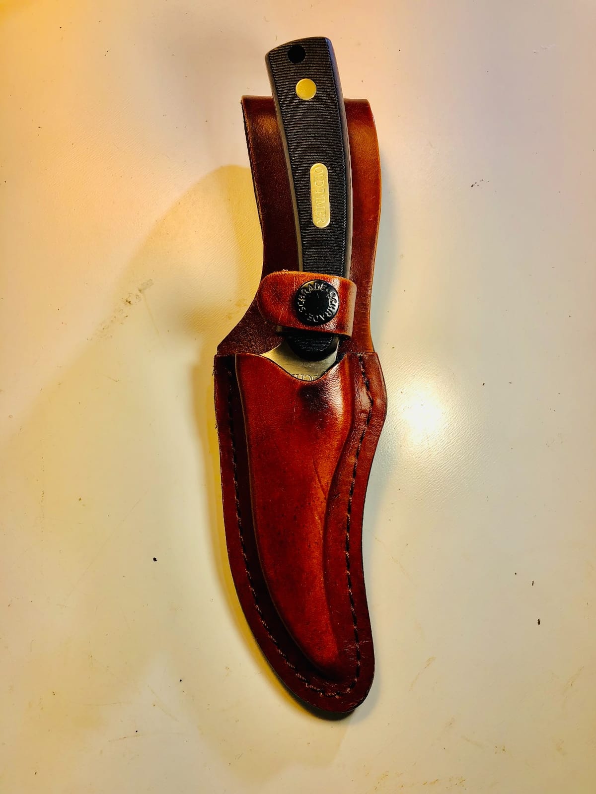 Old Timer 152OT Sharpfinger 7.1in S.S. Full Tang Fixed Blade Knife with 3.3in Clip Point Skinner Blade, Black Sawcut Handle, and Leather Belt Sheath for Hunting, Camping, Skinning, EDC, and Outdoors customer photo 1