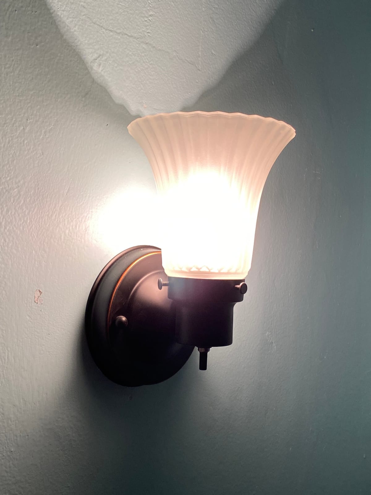 Design House Village Traditional 1-Light Indoor Dimmable Wall Sconce, Frosted Flute Glass, Twist On/Off Switch, Bathroom Bedroom Hallway, Oil-Rubbed Bronze, 8.25 in H x 5.1 in W, Uses 60W Bulb, 505115 customer photo 2