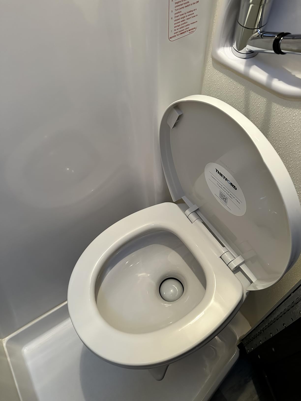 Thetford 42058 Aqua-Magic Style II RV Toilet, White, High Profile | Full china bowl with polymer body, dual action foot flush, full-size residential seat, floor mounted customer photo 2