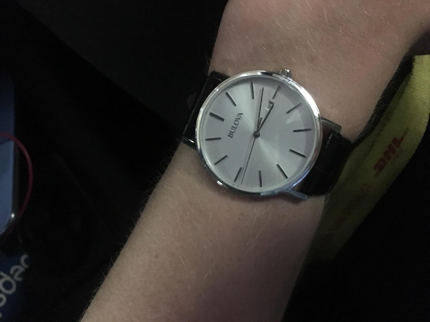 Bulova Men's Classic 3-Hand Calendar Date Quartz Leather Strap Watch, Buckle, 37mm customer photo 1