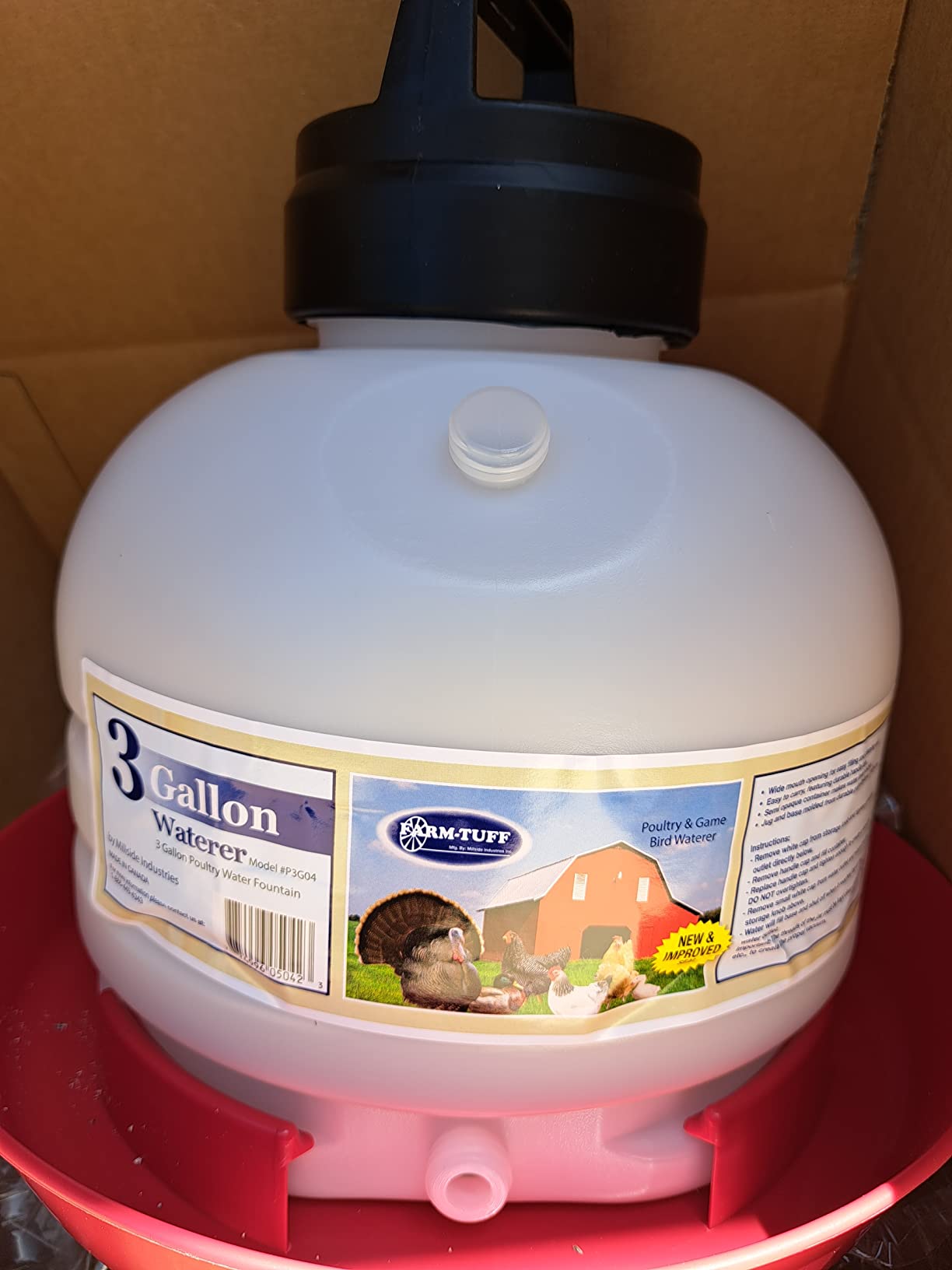 FARM-TUFF Hanging Chicken Waterer, 3 Gallon Capacity - Durable BPA-Free Plastic Poultry Fountain with Top Fill Design - Automatic Water Dispenser for Chickens, Ducks, Turkeys & Game Birds customer photo 1