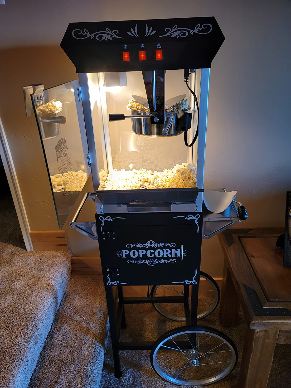 Great Northern Popcorn Foundation 8oz Popcorn Machine Cart on Wheels, Black customer photo 2