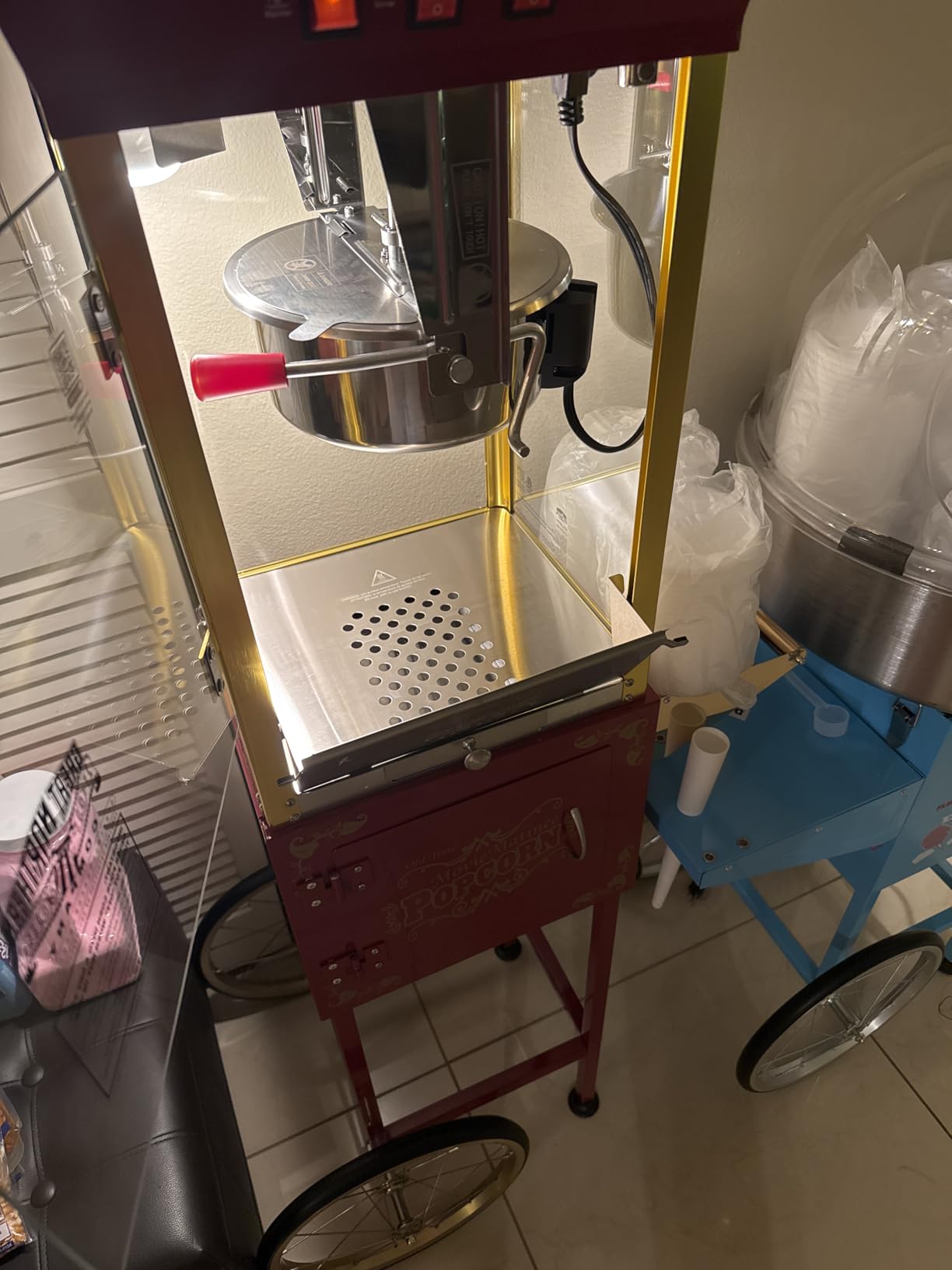Matinee Popcorn Machine with Cart - 8oz Popper with Stainless-Steel Kettle, Warming Light, and Accessories by Great Northern Popcorn (Black) customer photo 1