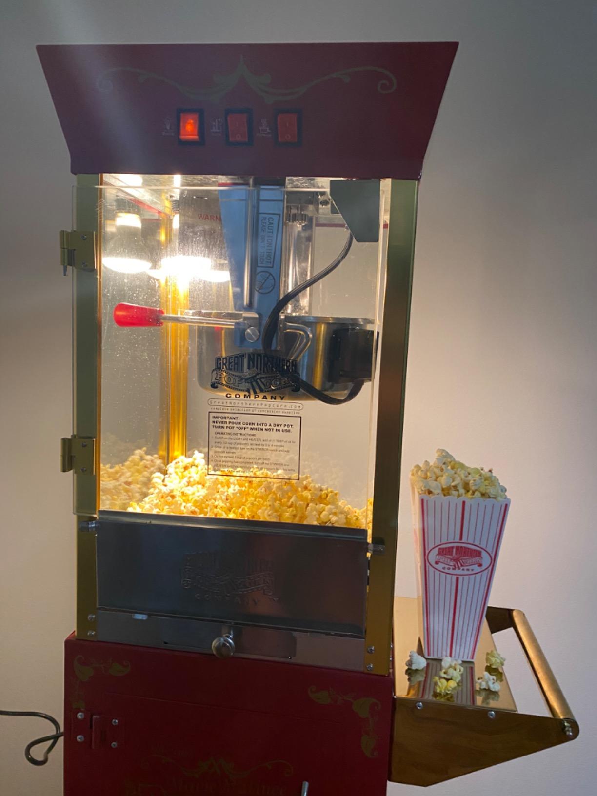 Matinee Popcorn Machine with Cart - 8oz Popper with Stainless-Steel Kettle, Warming Light, and Accessories by Great Northern Popcorn (Black) customer photo 2