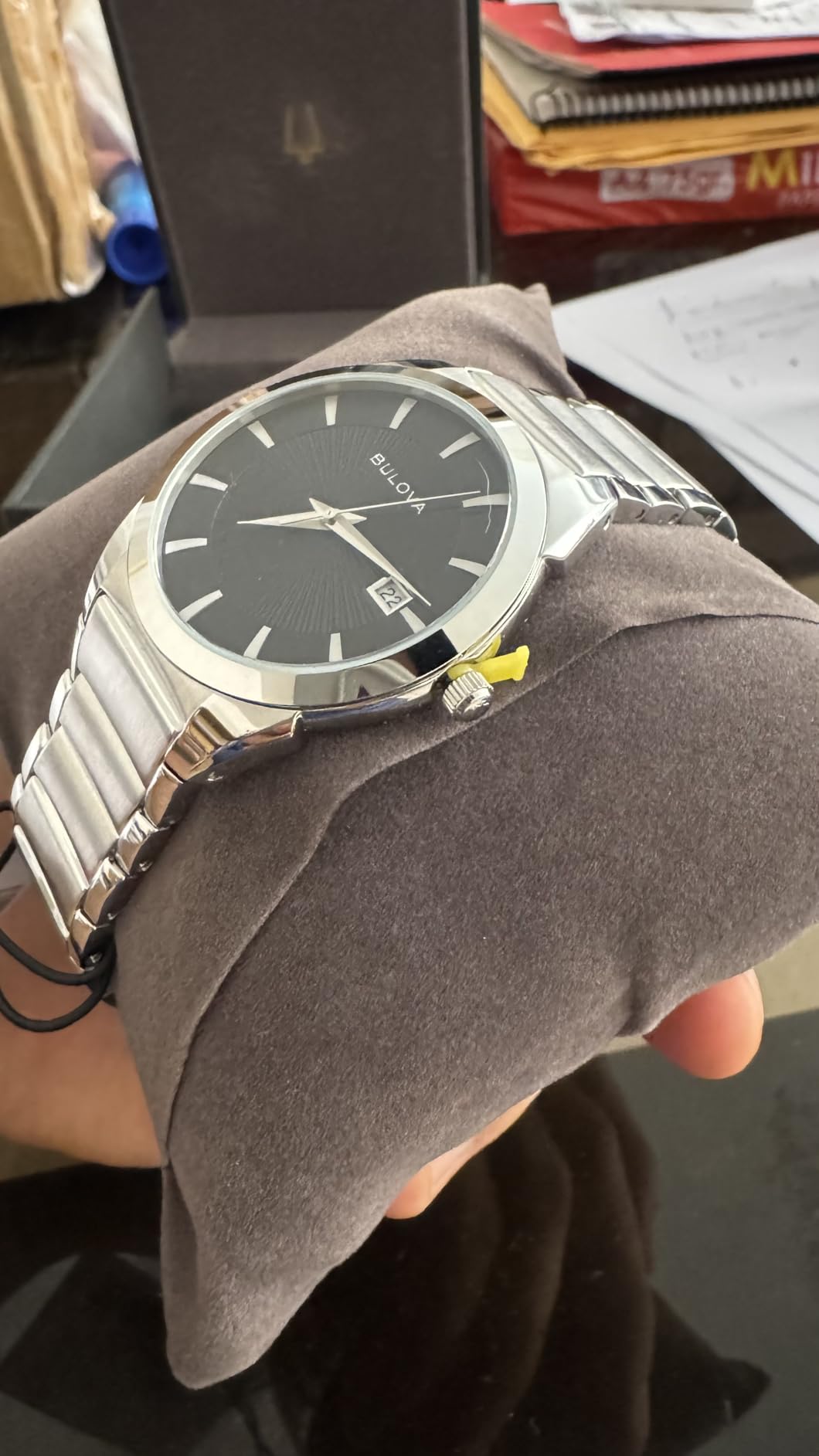 Bulova Men's 3-Hand Calendar Date Quartz Watch, Patterned Dial, 38mm, Style: 96B149 customer photo 2