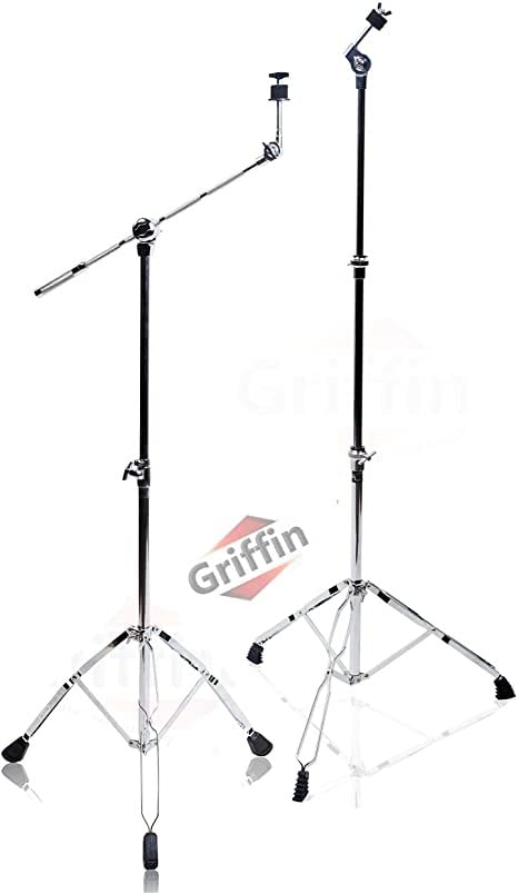GRIFFIN Cymbal Boom & Straight Stand 2 Pack Set (Percussion TiltPro X Edition) – Double Braced Drum Hardware for Crash, Ride, Splash with Counterweight Arm Kit customer photo 1