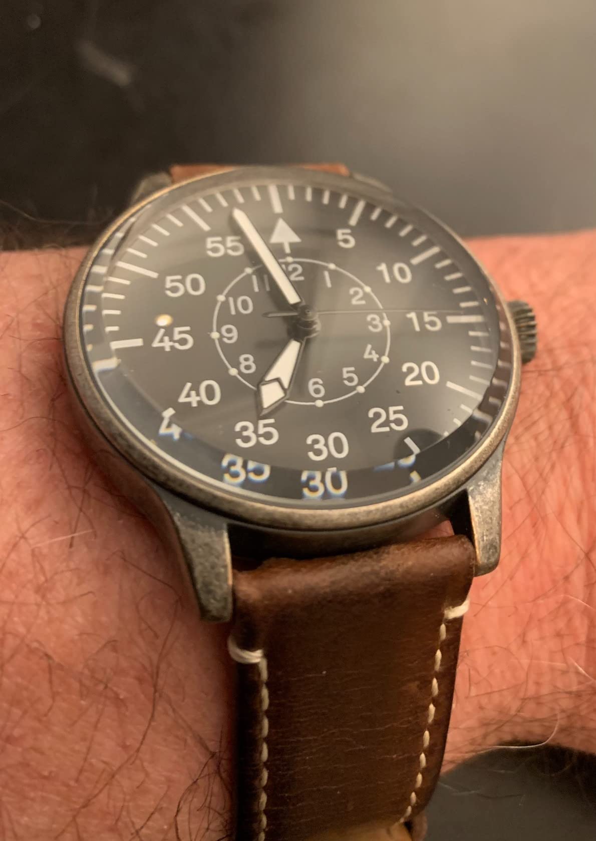 Mil-Tec Vintage Aviator Watch Black Dial Quartz Mens Flieger Pilot World War 2 Wristwatch customer photo 1