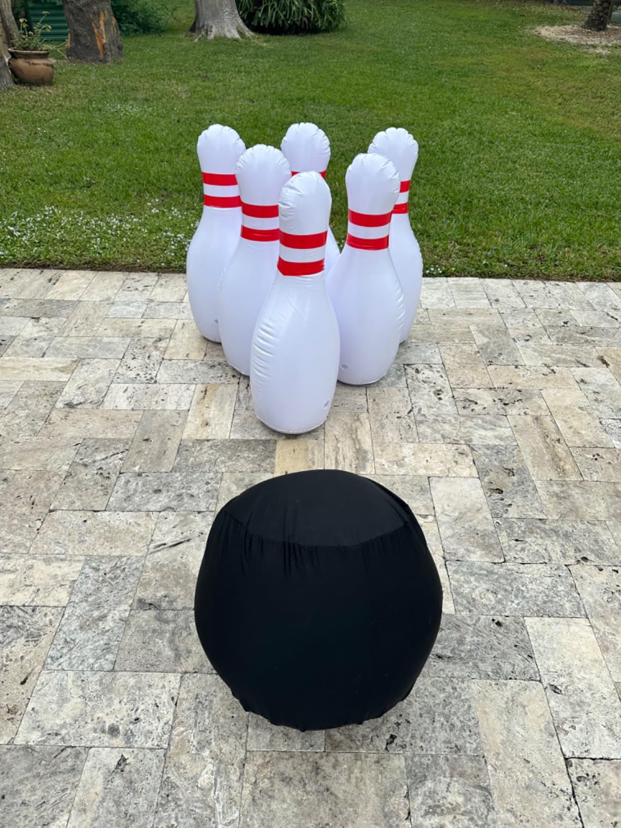 HearthSong Giant Indoor/Outdoor Inflatable Bowling Game for Kids' with Six 18