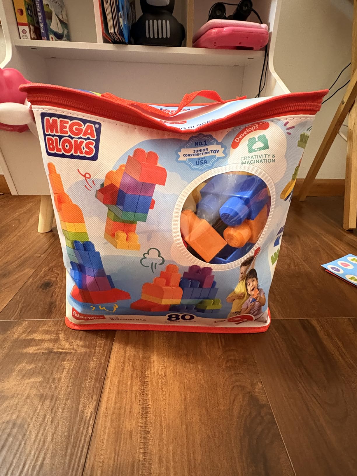 MEGA BLOKS First Builders Toddler Blocks Toys Set, Big Building Bag with 80 Pieces and Storage, Blue, Ages 1+ Years customer photo 1