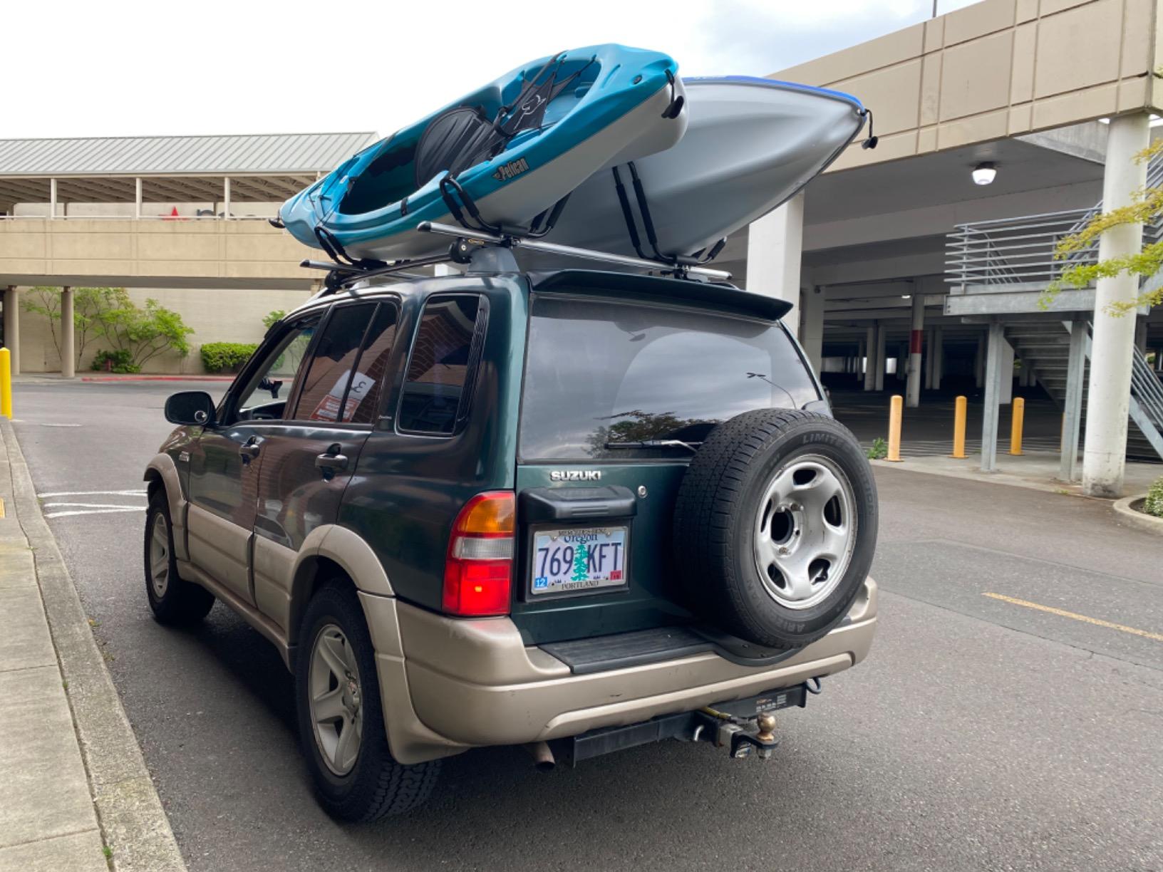 TMS Kayak Roof Racks for 2 Kayaks - Dual Universal Fit Carriers Include Two Sets of Straps for Cars, Trucks and SUVs - Easy to Mount J-Bar Style Carriers for Kayaks Canoes Paddleboards and Surfboards customer photo 2