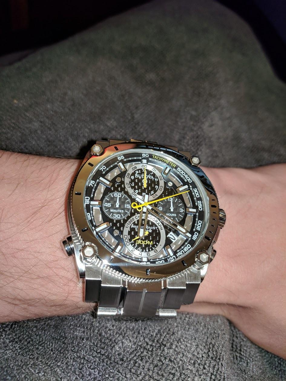 Bulova Men's Icon High Precision Quartz Chronograph Watch, Curved Mineral Crystal customer photo 2
