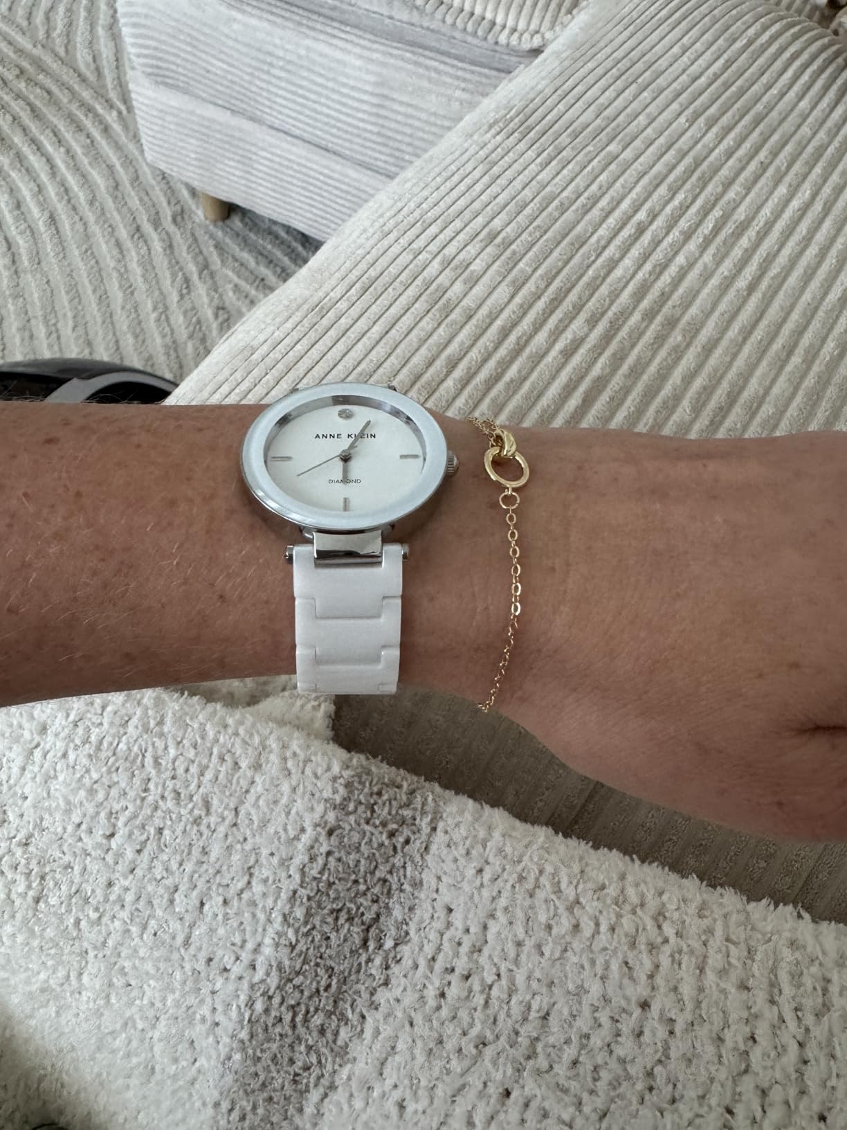 Anne Klein Women's Black Ceramic Bracelet Watch with Diamond Accent customer photo 2