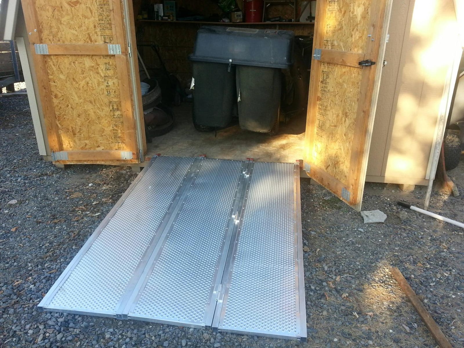 Black Widow 6ft 5in Aluminum Folding ATV Loading Ramp, 1500 lb Capacity | Load four-wheelers into trailer, folds into thirds for storage, safety straps included customer photo 1