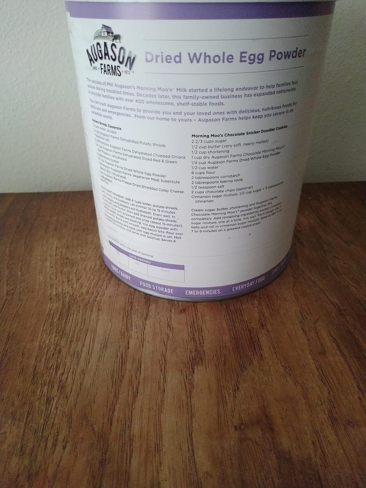 Augason Farms Pasteurized Dried Whole Egg Powder Can customer photo 1