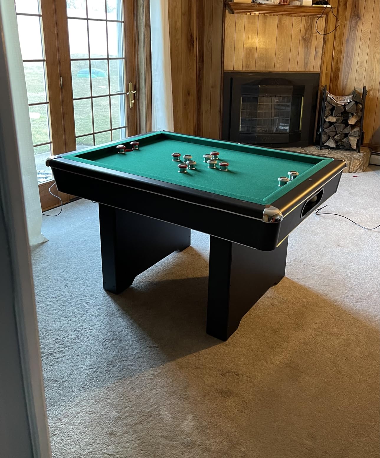 Hathaway Renegade 54-in Bumper Pool Table for Game Room – Genuine Slate Play Bed & Carpeted Ball Return System – Includes Cues, Balls, Brush & Chalk – Green Felt with Black Finish customer photo 1