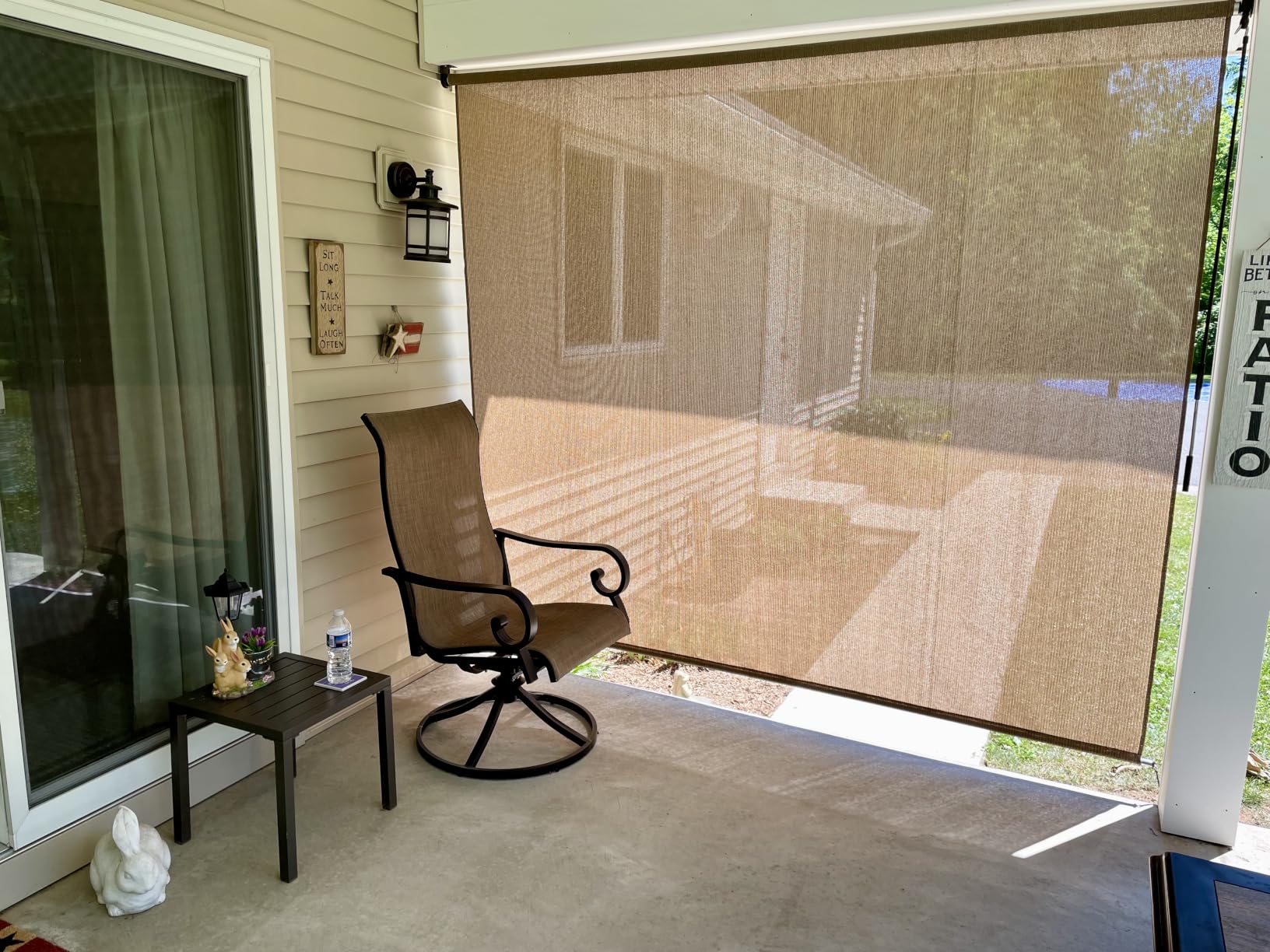 Coolaroo Outdoor Roller Shade with Wand - 95% UV Block Breathable Light Filtering Shade for Patio or Porch, Fade-Resistant, Easy-Clean Fabric, 6ft x 8ft, Walnut customer photo 2