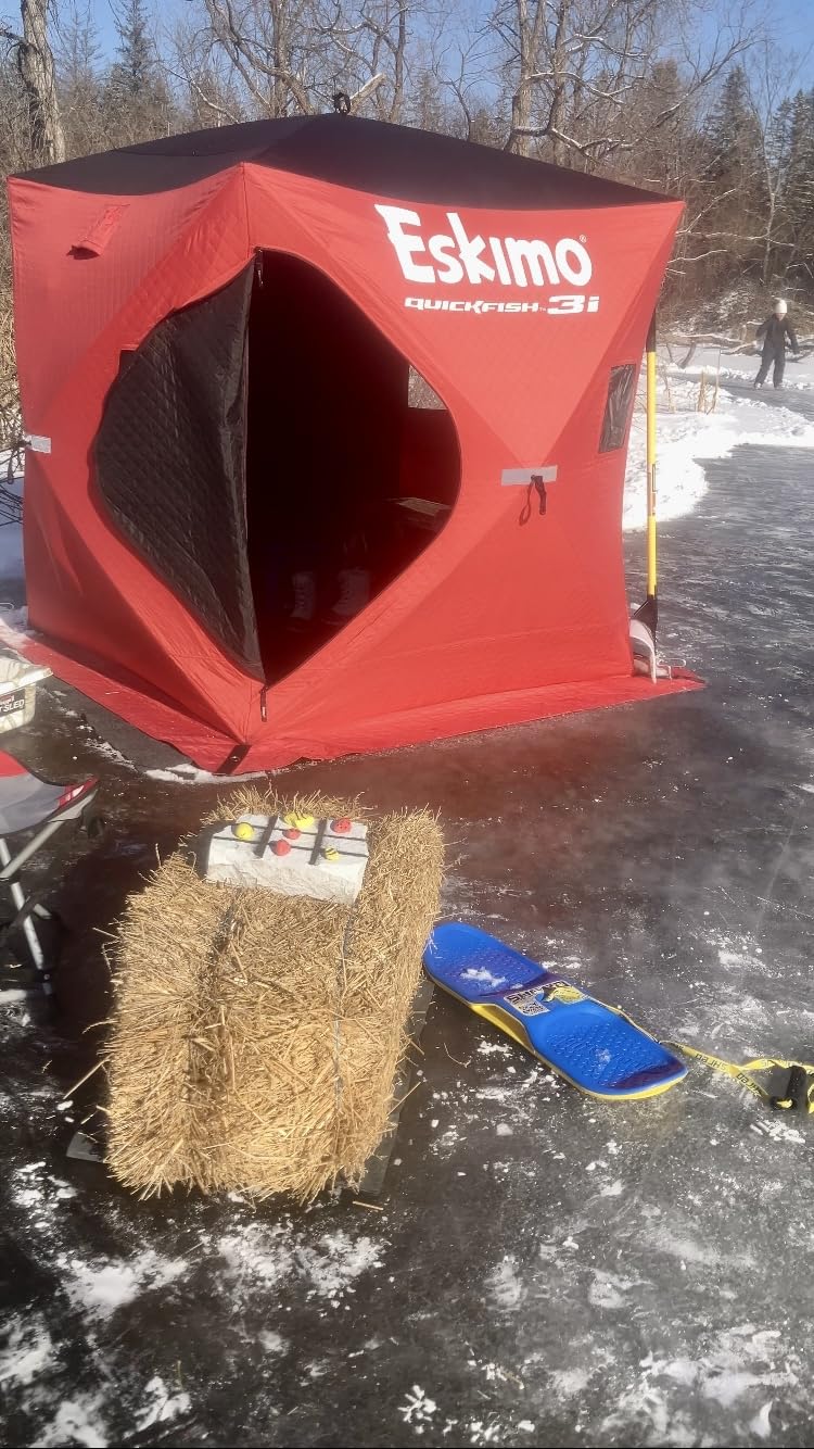 Eskimo 69445 Quickfish 3i Insulated Pop-Up Portable Hub-Style Ice Fishing Shelter, 34 Square Feet of Fishable Area, 3 Person Shelter, Red customer photo 2