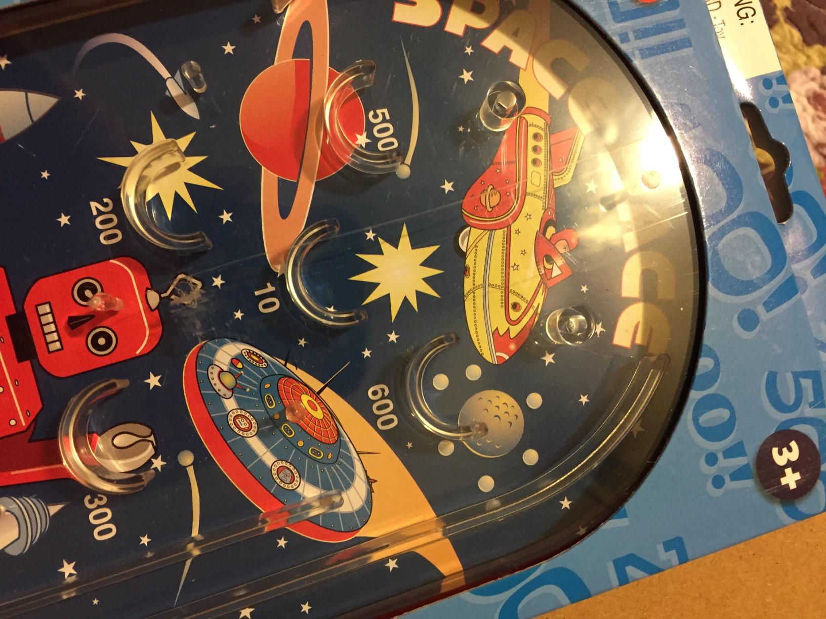 Schylling Space Race Pinball Game - Portable Retro Pinball Toy - Sturdy Construction with Lever, Metal Balls, and Classic Space Design - Ages 3 and Up customer photo 1