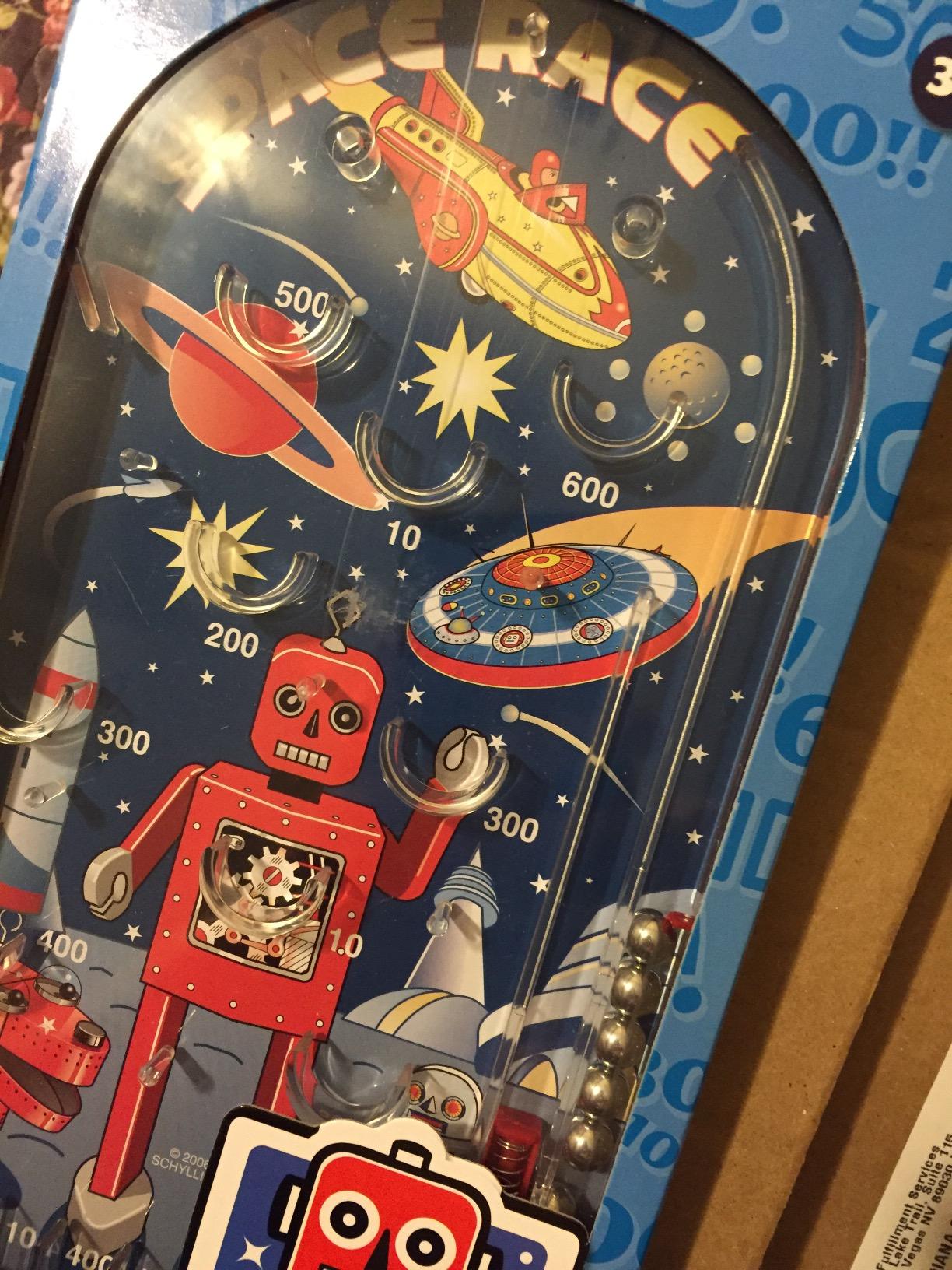 Schylling Space Race Pinball Game - Portable Retro Pinball Toy - Sturdy Construction with Lever, Metal Balls, and Classic Space Design - Ages 3 and Up customer photo 2