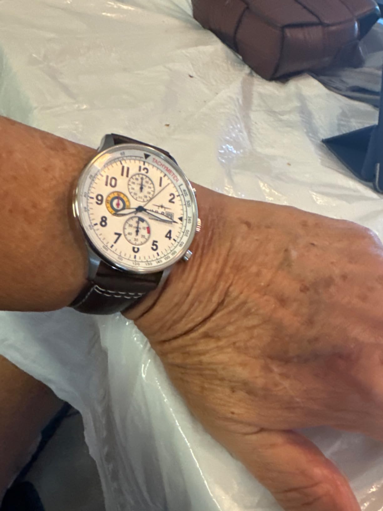 AVI-8 Hawker Hurricane Men's Pilot Watch – Classic Chronograph, Japanese Quartz Movement, Stainless Steel Case, Leather Strap, AV-4011 customer photo 2