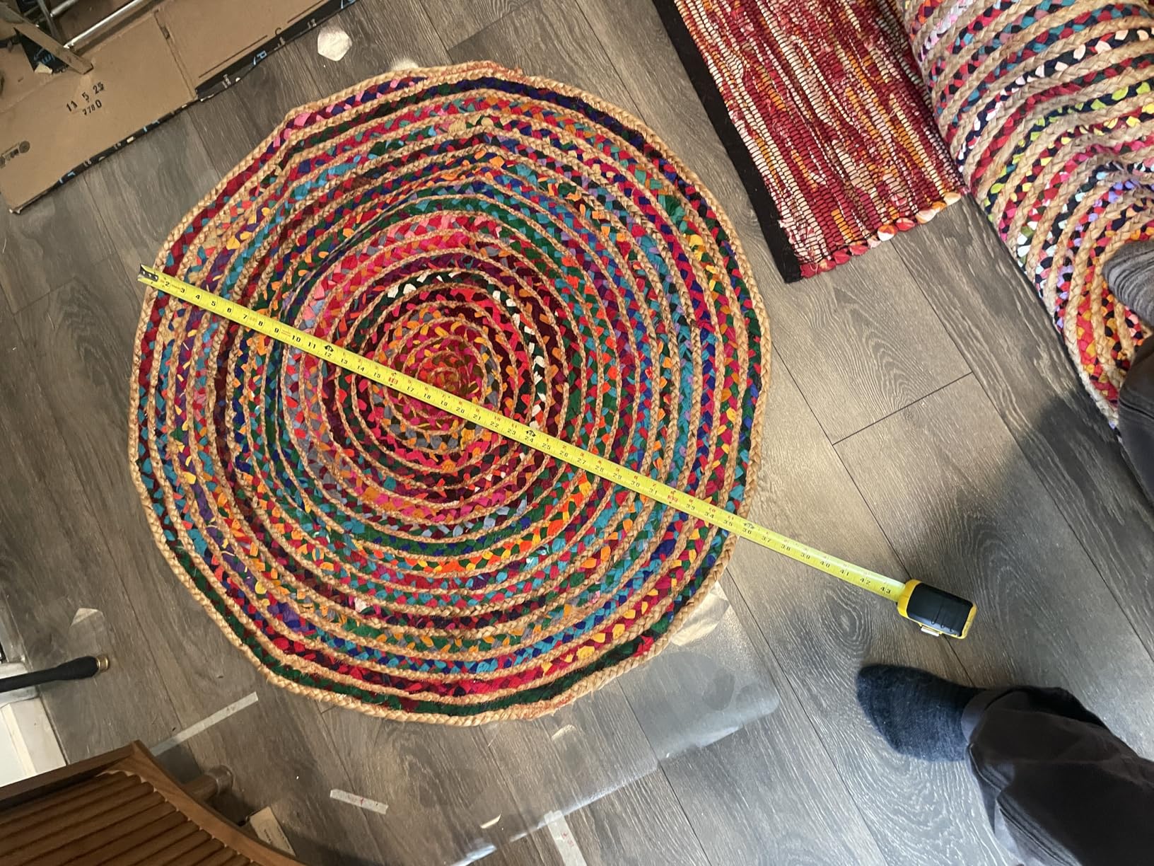 Cotton Craft Jute & Cotton Multi Chindi Braid Rug, Hand Woven Reversible, 4-Feet, Colors may Vary customer photo 2
