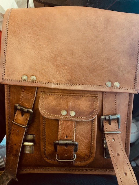 Leather crossbody bag messenger satchel tablet bag 11 inches for men and women (Brown) customer photo 1