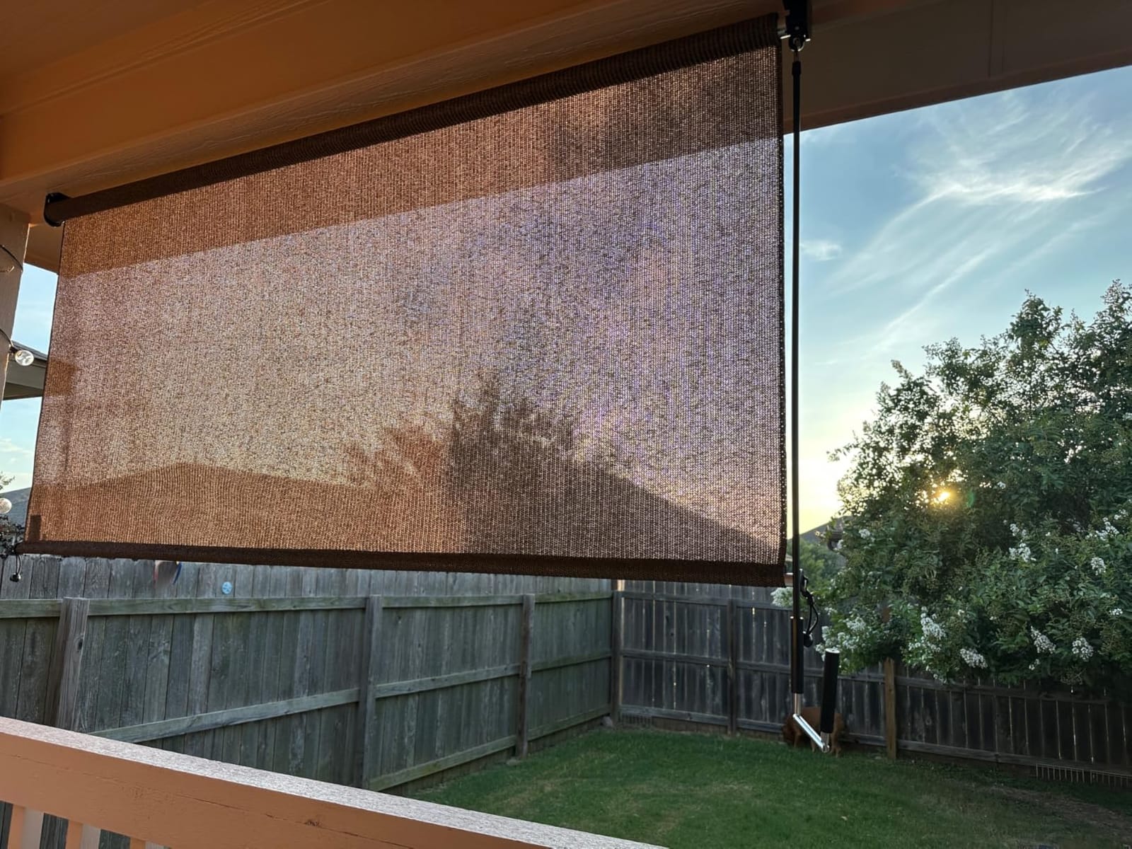 Coolaroo Outdoor Roller Shade with Wand - 95% UV Block Breathable Light Filtering Shade for Patio or Porch, Fade-Resistant, Easy-Clean Fabric, 8ft x 8ft, Pebble customer photo 2