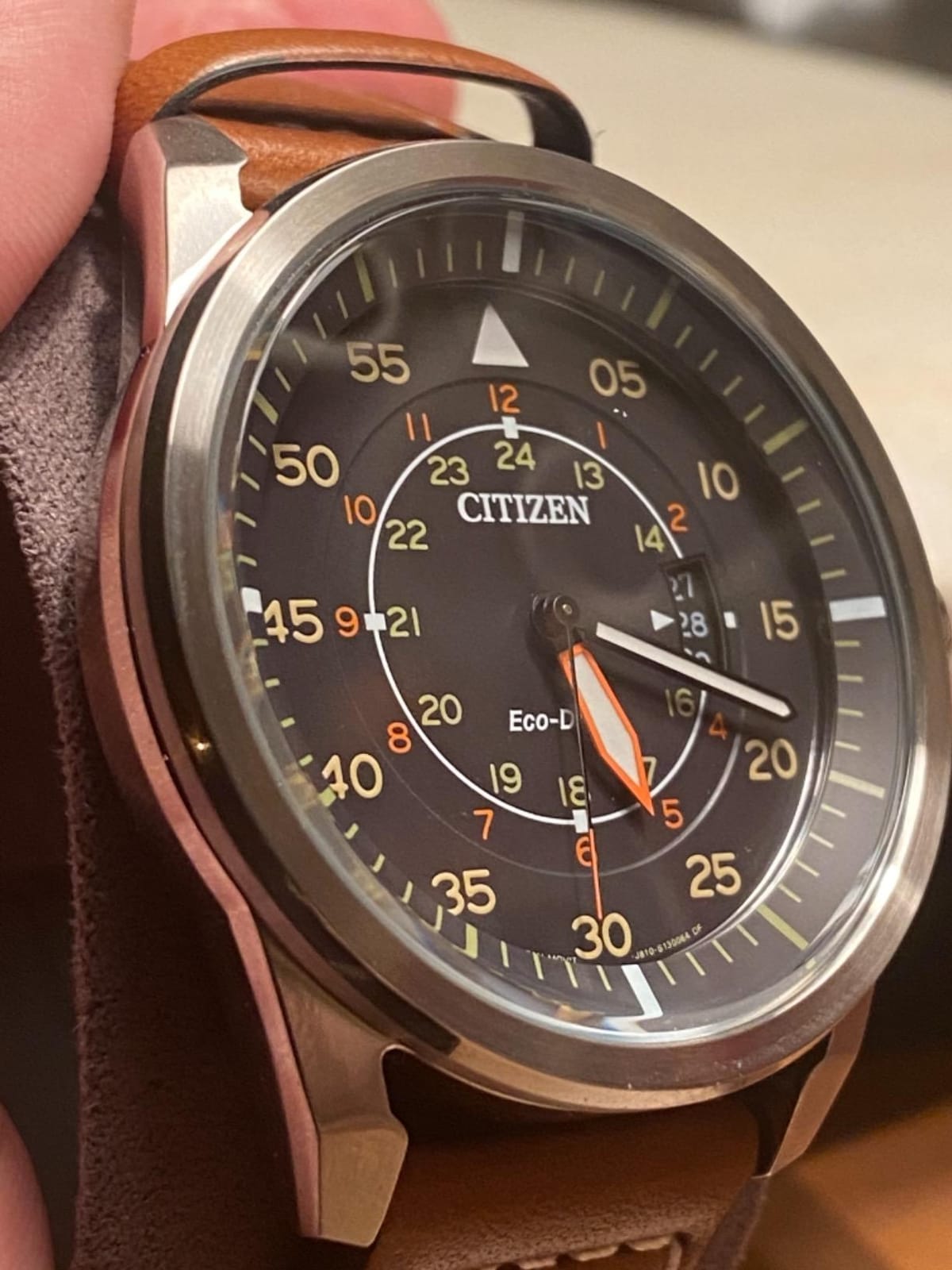 Citizen Men’s Eco-Drive 3-Hand Date Avion Watch with Leather Strap (Style: AW1361:10H) customer photo 1