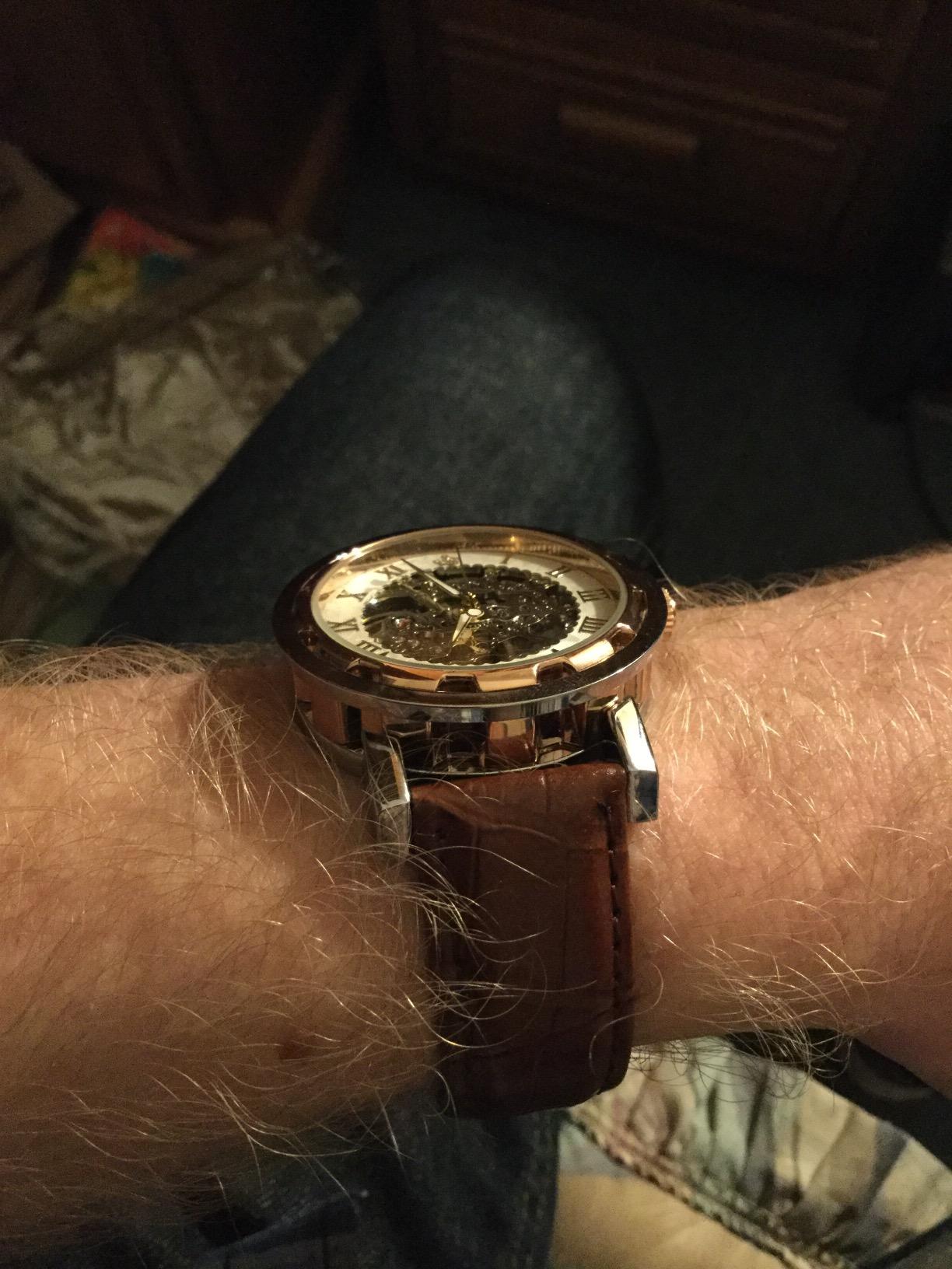 Gute Mechanical Skeleton Watch Hand-Wind Steampunk Roman Numeral Unisex customer photo 1