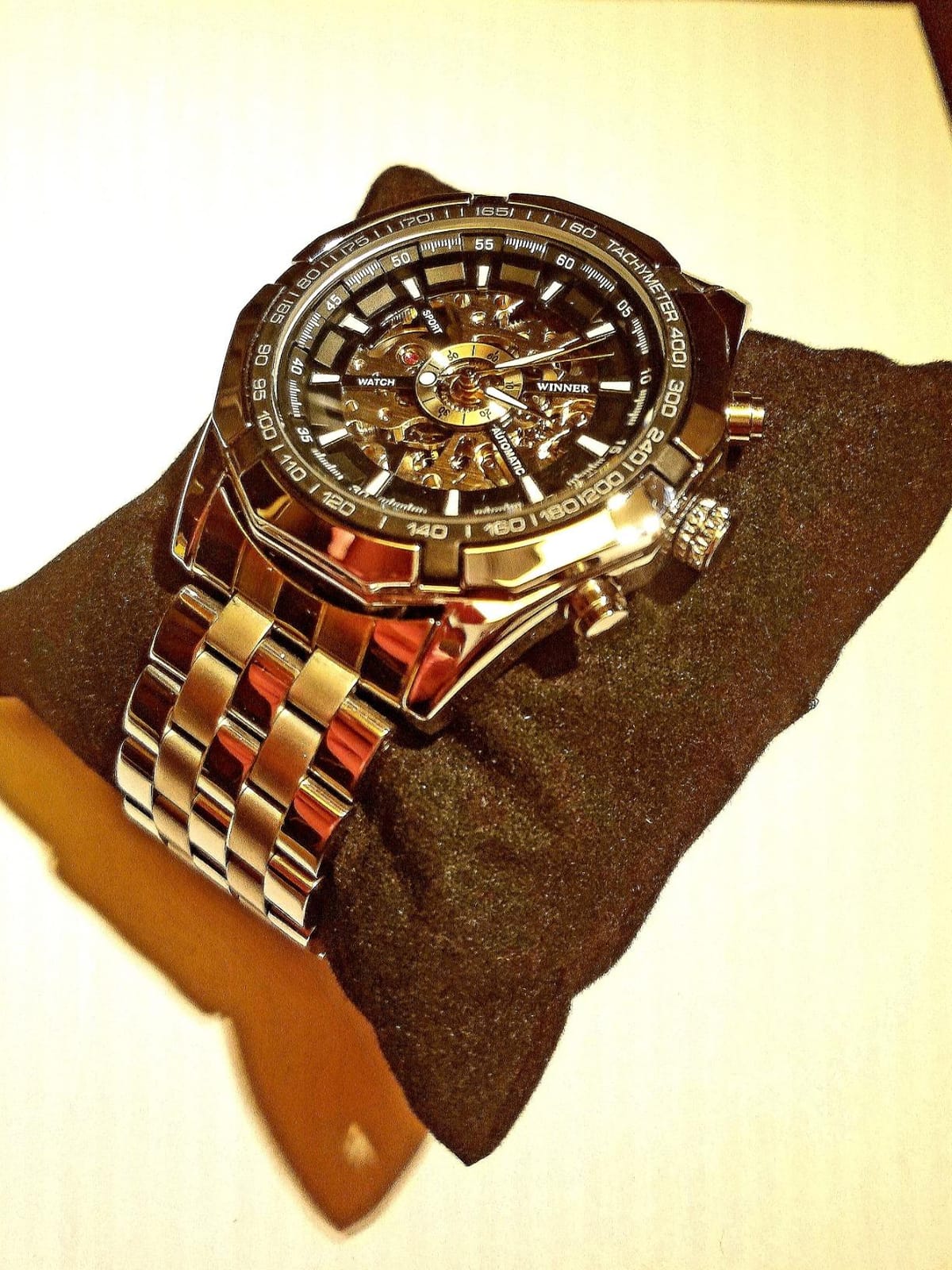 Gute Mens Watches, Mechanical Skeleton Stainless Steel Waterproof Automatic Self-Winding Watch for Men, Luxury X Dial Steampunk Wrist Watch customer photo 1