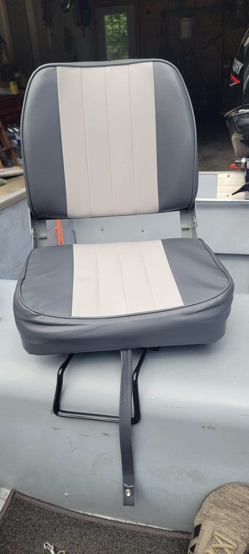 Leader Accessories Classic Low Back Folding Fishing Boat Seat Boat Chairs | Marine Boat Chairs With Thick Cushion, Aluminum Hinge, Use universal 5