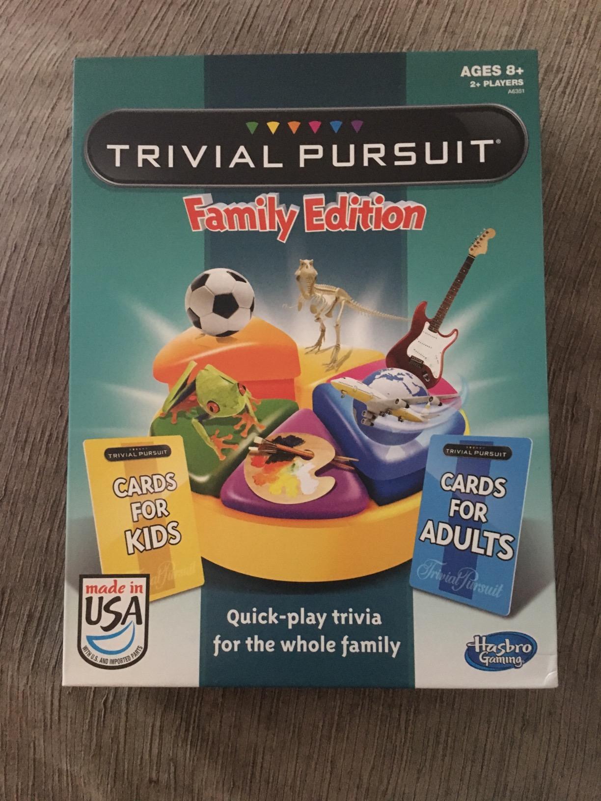 Hasbro Gaming Trivial Pursuit Game: Family Edition Board Game, Family Trivia Games for Adults and Kids, 2+ Players, Ages 8+ (Amazon Exclusive) customer photo 2