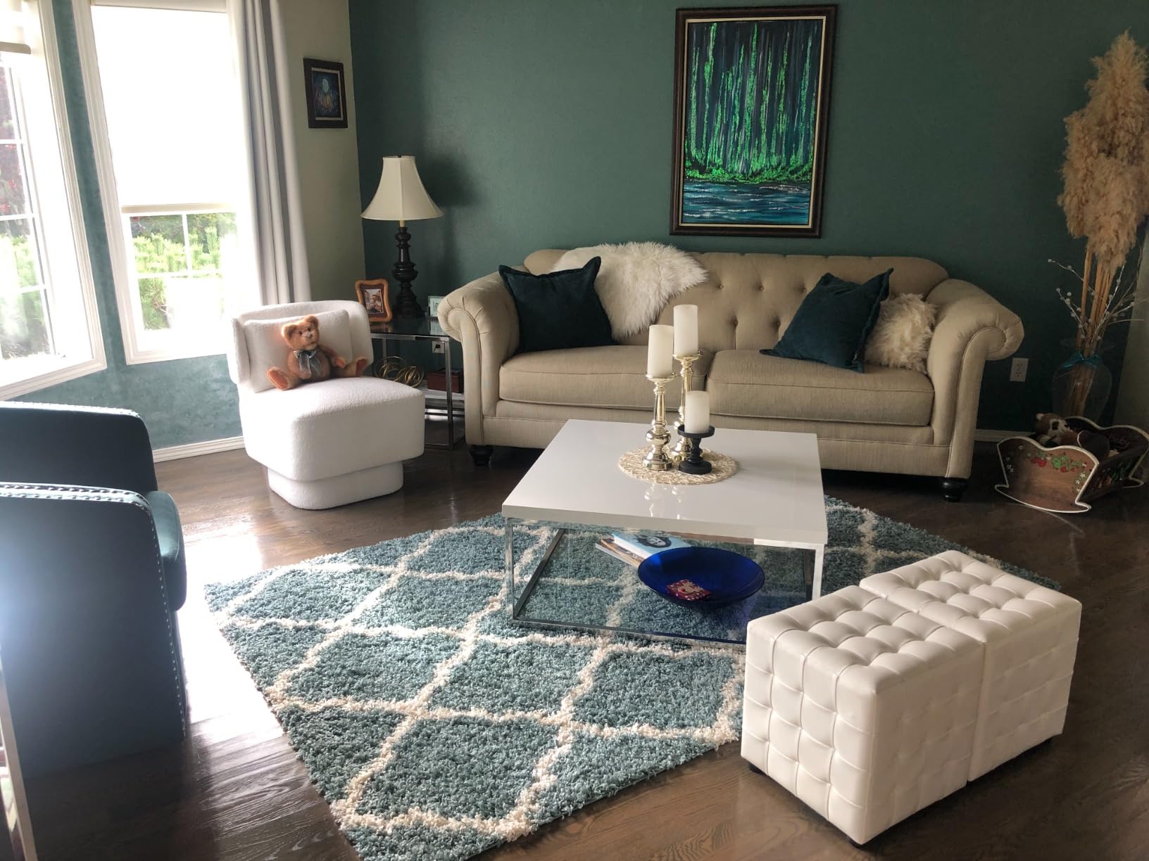 SAFAVIEH Dallas Shag Collection Area Rug - 6' x 9', Beige & Ivory, Trellis Design, Non-Shedding & Easy Care, 1.5-inch Thick Ideal for High Traffic Areas in Living Room, Bedroom (SGD257D) customer photo 2