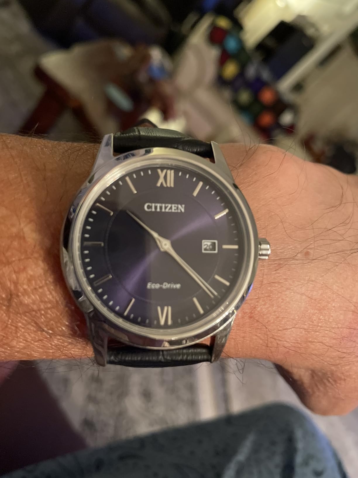 Citizen Men's Classic Eco-Drive Leather Strap Watch, 3-Hand Date customer photo 1