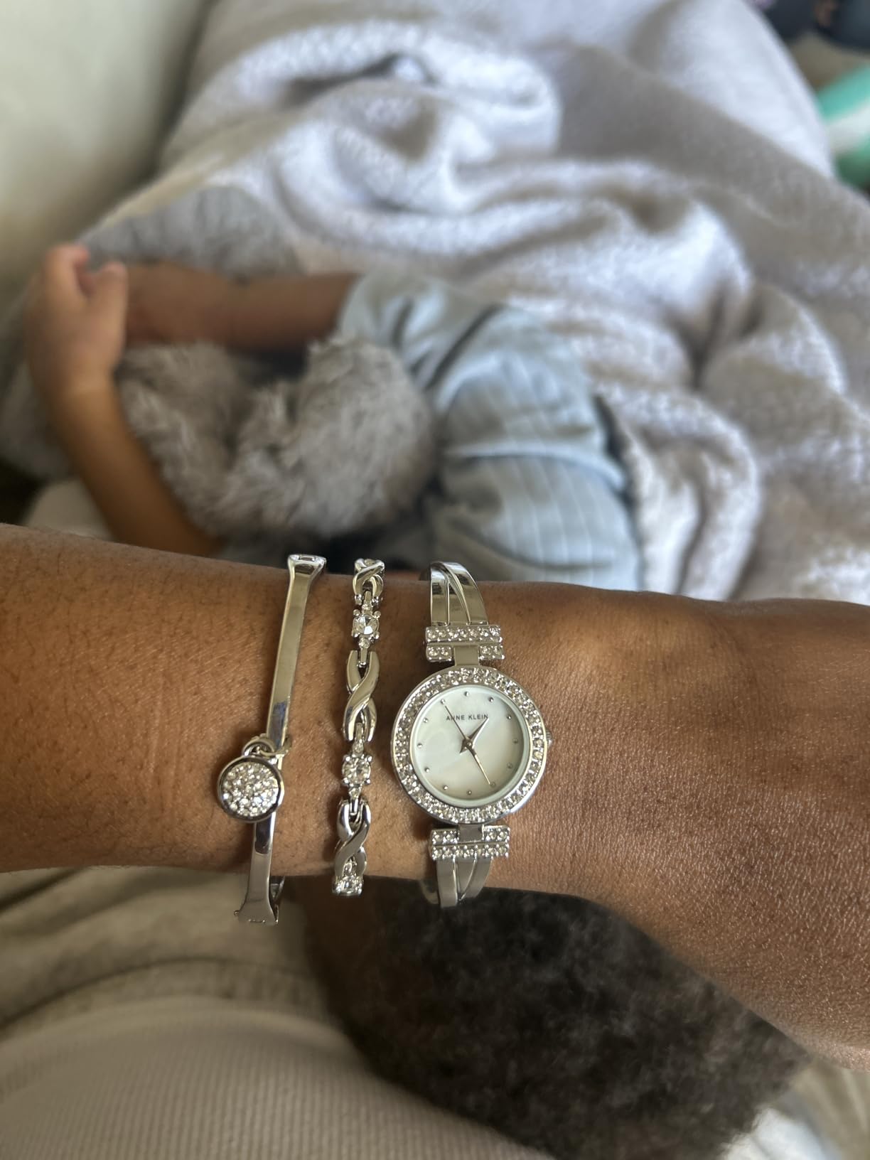 Anne Klein Women's Premium Crystal Accented Bangle Watch and Bracelet Set customer photo 2